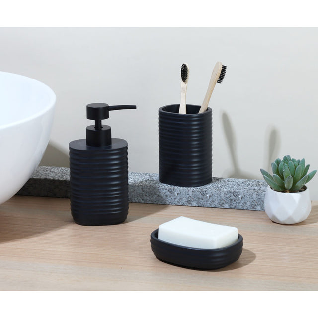 Dispenser Πολυεστερικό Ριγέ Σε Ανθρακί Χρώμα Ματ 8,1x8,1x16,9εκ. Ankor