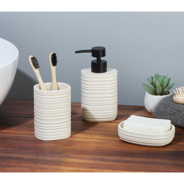 Dispenser Πολυεστερικό Ριγέ Σε Χρώμα Μπεζ Ματ 8,1x8,1x16,9εκ. Ankor