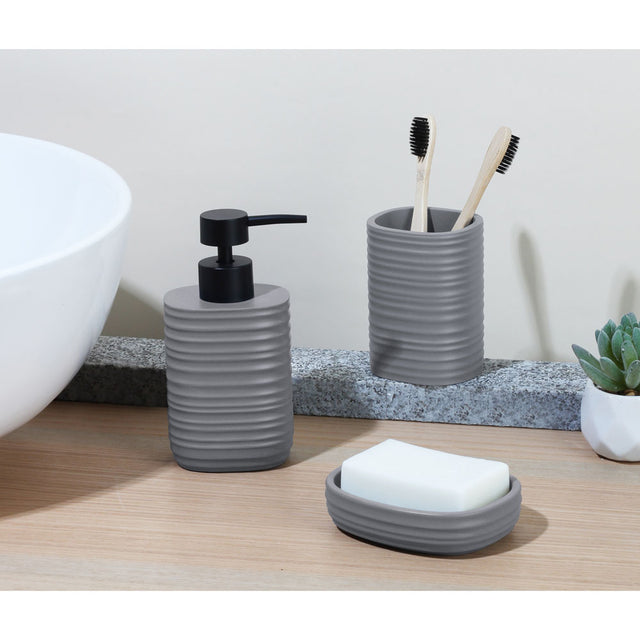 Dispenser Πολυεστερικό Ριγέ Σε Χρώμα Γκρι Ματ 8,1x8,1x16,9εκ. Ankor