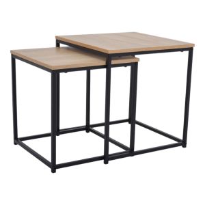 Σετ 2 Τραπεζάκια Ξύλο Σίδερο 846931 (45x45x45-40x40x40)