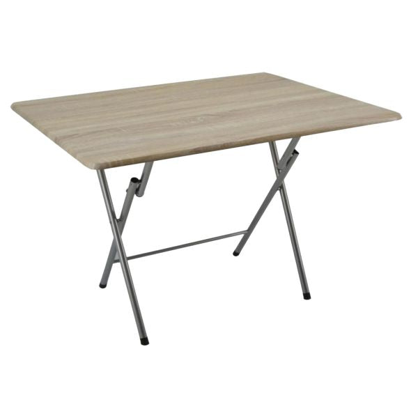 Τραπέζι Πτυσσόμενο Μεταλλικό Σε Ασημί Χρώμα Και Ξύλο Σε Φυσικό Χρώμα 100x60x70εκ. Ankor