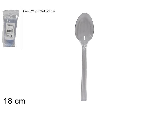 Κουτάλια Πλαστικά Σετ 20/τεμ 18cm Διάφανα Επαναχρησιμοποιούμενα Welkhome