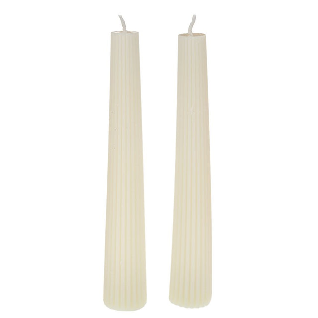 Σετ 2/τεμ Κερί Κολώνα Κρέμ Ριγέ Φ3.5x22.5cm Αρωματικό Χειροποίητο
