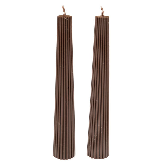 Σετ 2/τεμ Κερί Κολώνα Καφέ Ριγέ Φ3.5x22.5cm Αρωματικό Χειροποίητο