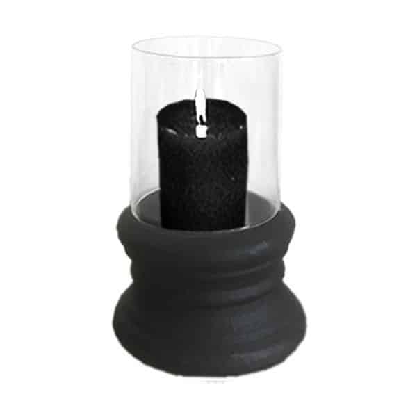 Κηροπήγιο Κεραμικό Μαύρο με Γυαλί Φ20x29h