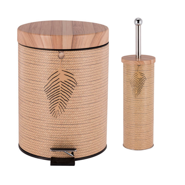 Σετ Πιγκάλ και Καλαθάκι Μπάνιου 5lt Μεταλλικό Καφέ Σχέδιο TnS 04-950-1260