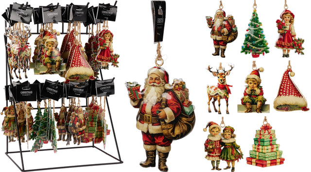 Κρεμαστό Στολίδι Χριστουγεννιάτικο Μεταλλικό Φιγούρες RETRO 10cm