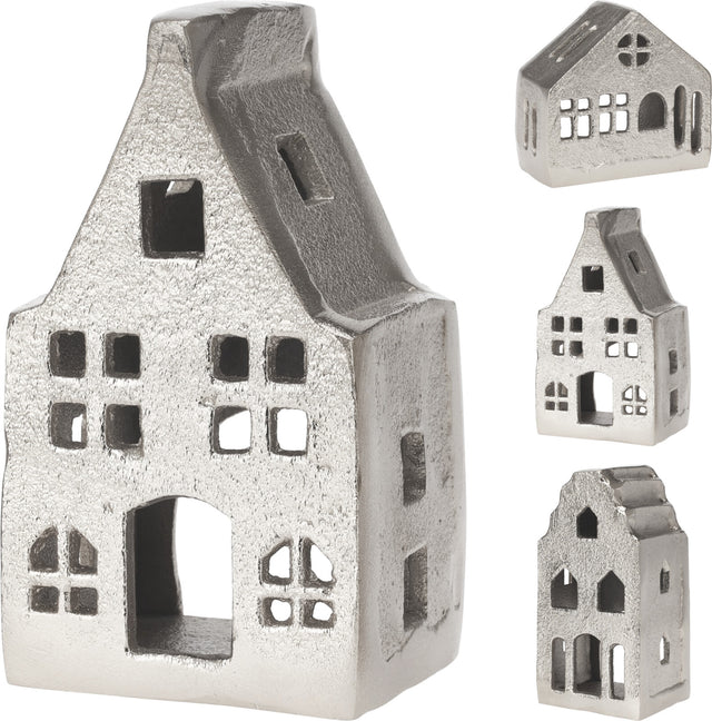 Σπιτάκι Βάση Ρεσώ Διακοσμητικό Μεταλλικό Ασημί 7X6X12cm