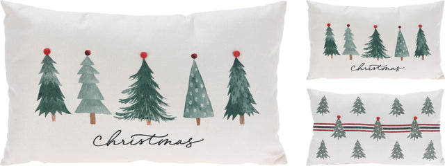 Μαξιλάρι Διακοσμητικό Λευκό με Χριστουγεννιάτικα Δέντρα 30x50cm