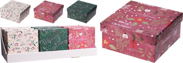 Χριστουγεννιάτικο Κουτί Δώρου Χάρτινο 14.5x14.5x7cm