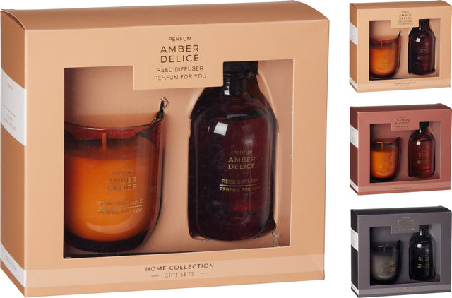 Σετ Αρωματικό Χώρου με Στικς & Κερί Αρωματικό σε Γυάλινο Βάζο