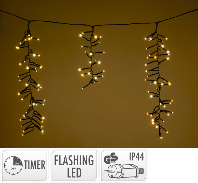 1032Led Flash Βροχή Χριστουγεννιάτικα Φωτάκια Cluster Θερμό/Θερμό Λευκό 7m