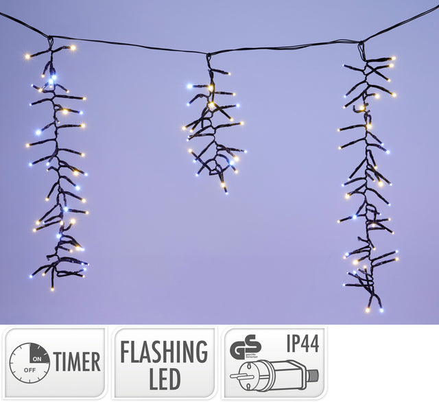 1032Led Flash Βροχή Χριστουγεννιάτικα Φωτάκια Cluster Λευκό/Θερμό Λευκό 7m