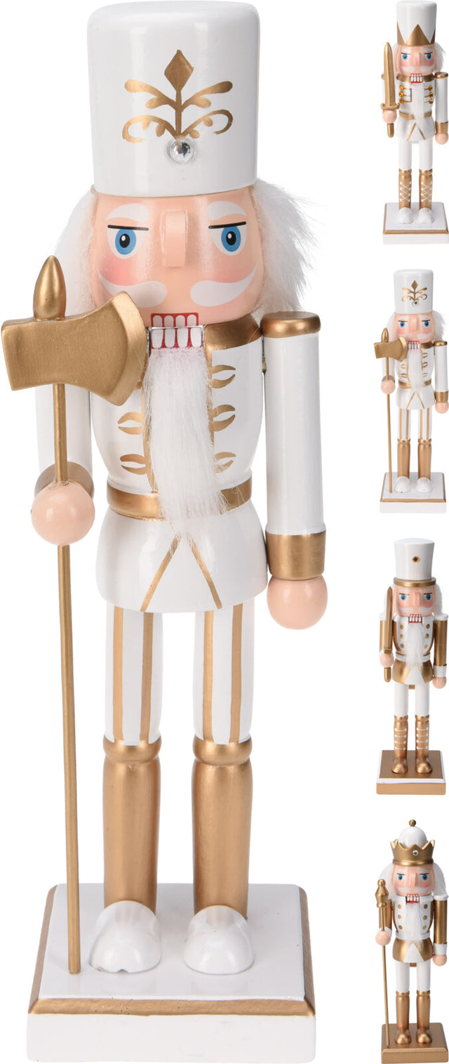 Καρυοθραύστης Ξύλινος 25cm Λευκό/Χρυσό