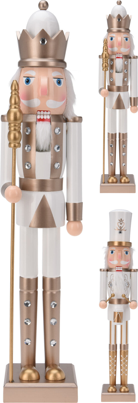 Καρυοθραύστης Ξύλινος 55cm Λευκό/Χρυσό