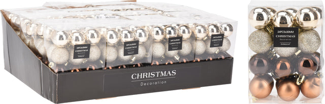 Μπάλα Χριστουγεννιάτικη Πλαστική 3cm Σετ 24/τεμ Σαμπανιζέ