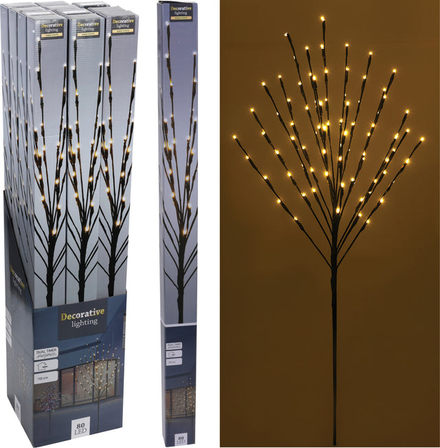 Δέντρο Φωτιζόμενο με 80 Led Μπαταρίας Θερμό Φώς 110cm