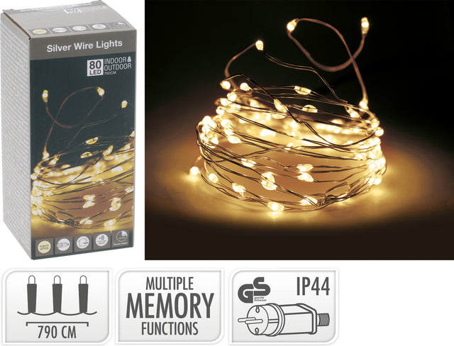 80 Led Χριστουγεννιάτικα Φωτάκια Copper Θερμό Λευκό Φως Καλώδιο Σύρμα 7.90m