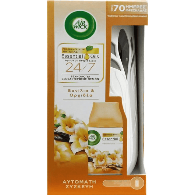 Airwick Συσκευή Αυτόματου Ψεκασμού Freshmatic με Ανταλλακτικό Vanilla & Orchid 250ml