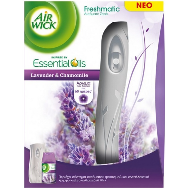 Airwick Συσκευή Αυτόματου Ψεκασμού Freshmatic με Ανταλλακτικό Essential Oils Lavender & Chamomile 25