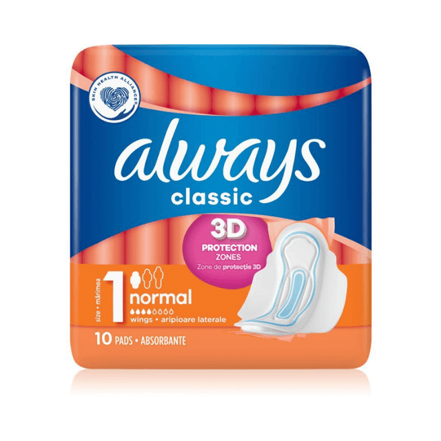 Always Classic Normal 10τμχ Σερβιέτες με Φτερά για Κανονική Ροή 4 Σταγόνες