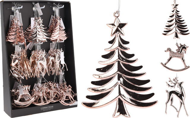 Κρεμαστό Στολίδι Χριστουγεννιάτικο Πλαστικό Διάφορα Σχέδια 14cm Rose Gold