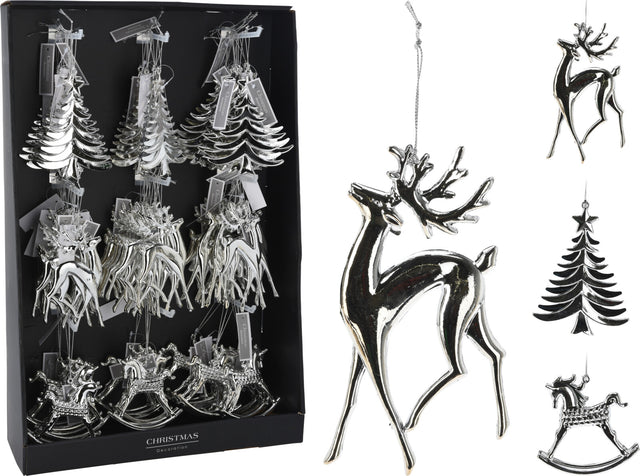 Κρεμαστό Στολίδι Χριστουγεννιάτικο Πλαστικό Διάφορα Σχέδια 14cm Ασημί