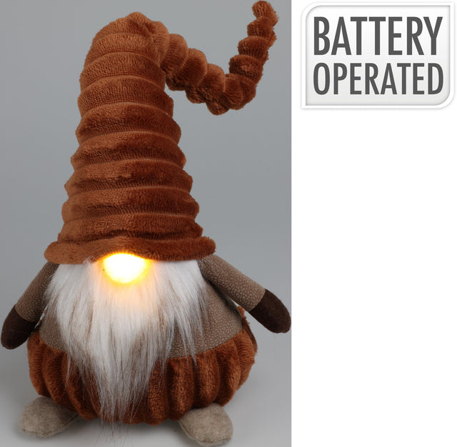 Νάνος Διακοσμητικός Υφασμάτινος Φωτιζόμενος Καφέ 44cm