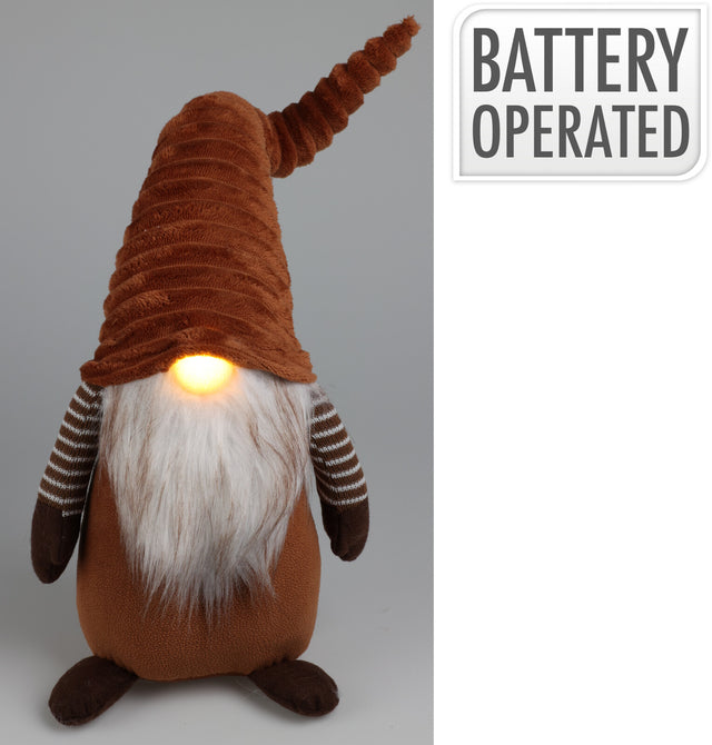 Νάνος Διακοσμητικός Υφασμάτινος Φωτιζόμενος Καφέ 57cm