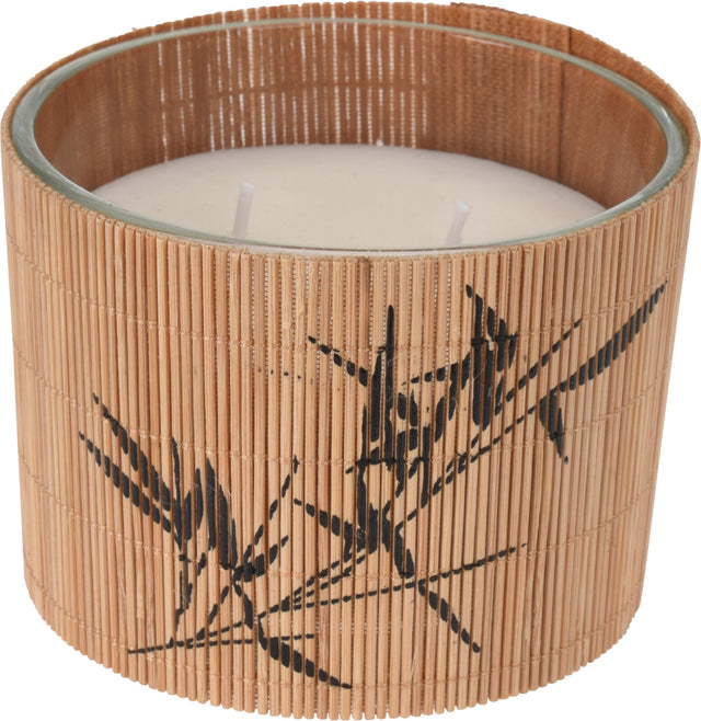 Κερί Αρωματικό σε Βαζάκι από Bamboo 11x11x8cm Άρωμα Σανδαλόξυλο