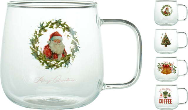 Ποτήρι Γυάλινο Διάφανο Χριστουγεννιάτικη Φιγούρα 400ml
