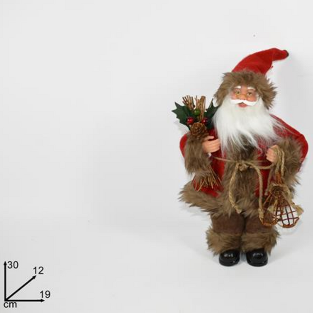 Άγιος Βασίλης Όρθιος Υφασμάτινος Κόκκινος 30cm Welkhome