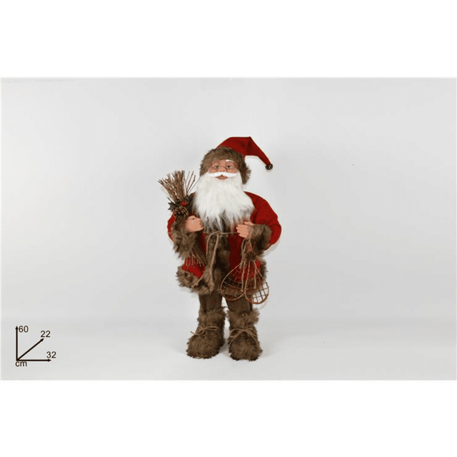 Άγιος Βασίλης Όρθιος Υφασμάτινος Κόκκινος 60cm Welkhome