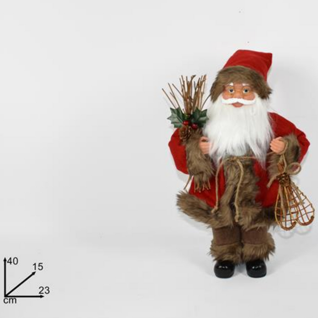 Άγιος Βασίλης Όρθιος Υφασμάτινος Κόκκινος 40cm Welkhome