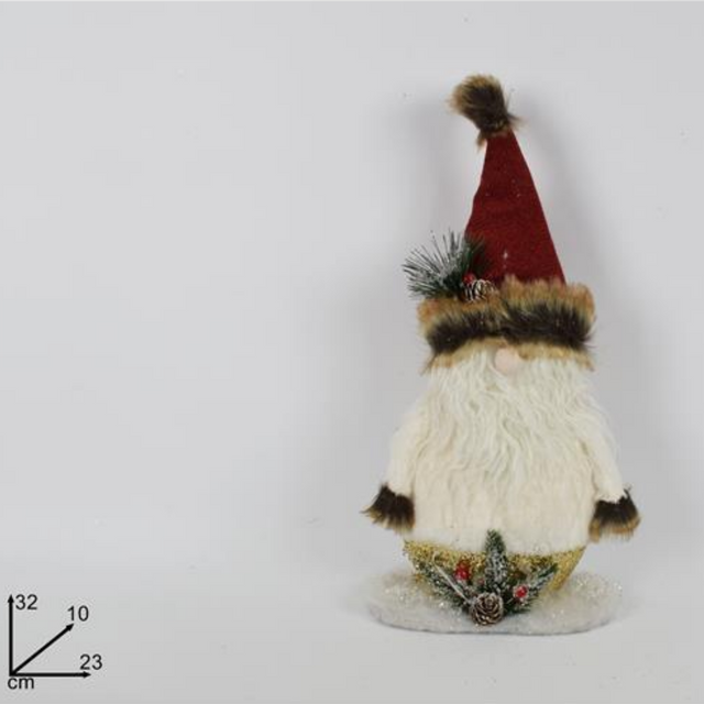 Άγιος Βασίλης Διακοσμητικό Υφασμάτινος 32cm Χρωμα Λευκό Welkhome