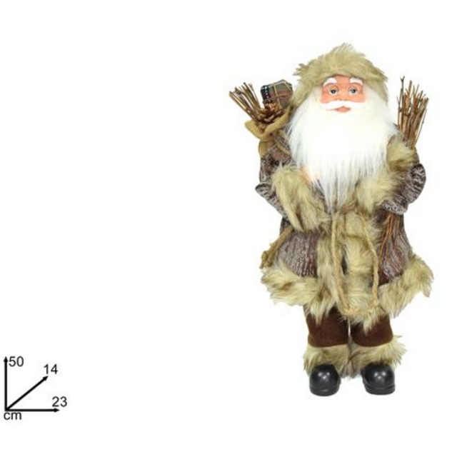 Άγιος Βασίλης Διακοσμητικός Λούτρινος Χρώμα Καφέ 50cm Welkhome