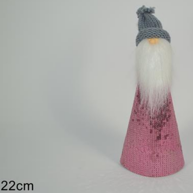 Άγιος Βασίλης Διακοσμητικός Με Ροζ Πούλιες 22cm Welkhome