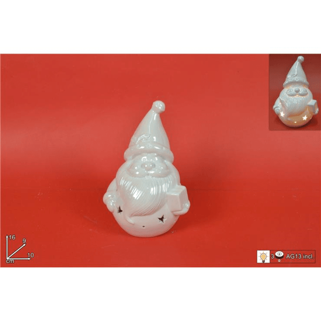 Άγιος Βασίλης Φωτιζόμενος Κεραμικό Λευκό 16cm Welkhome