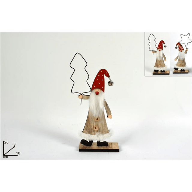 Άγιος Βασίλης Ξύλινο Διακοσμητικό Χριστουγεννιάτικο 20cm Welkhome