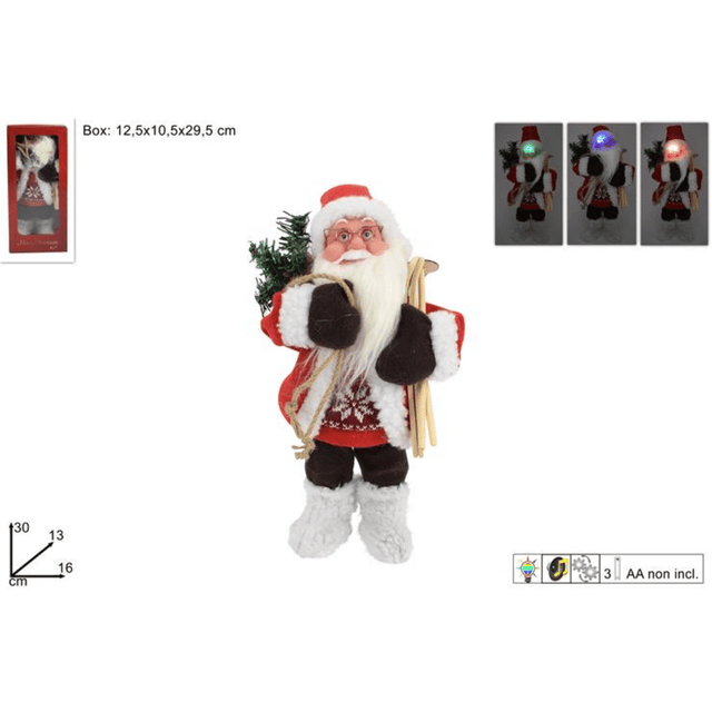 Άγιος Βασίλης Φωτιζόμενος με Μουσική Πλαστικός Χρώμα Κόκκινο 30cm Welkhome