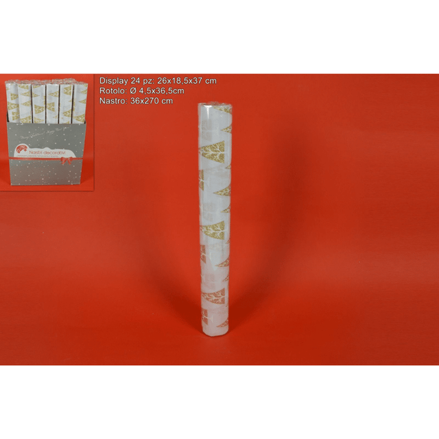 Ύφασμα Διακοσμητικό Χριστουγεννιάτικο σε Ρολό 36x270cm Λευκό Με Χρυσά Σχέδια Welkhome