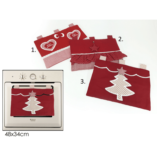 Ύφασμα Κρεμαστό Χριστουγεννιάτικο Διακοσμητικό Κόκκινο με Διάφορα Σχέδια 48x34cm Vesti Casa