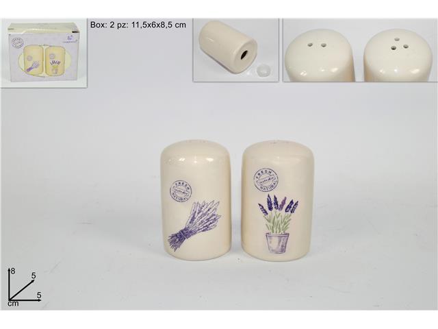Αλατοπίπερο Πορσελάνινο Σετ 2Τεμ 8X5X5cm Σχέδιο Λεβάντα Art.GsA54064 Welkhome