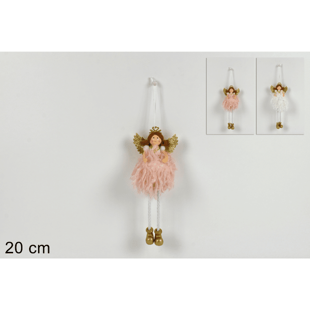 Αγγελάκι Υφασμάτινο Κρεμαστό Ροζ/Λευκό 20cm Welkhome