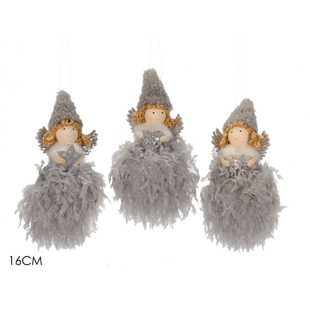 Αγγελάκι Υφασμάτινο Κρεμαστό Γκρι 16cm