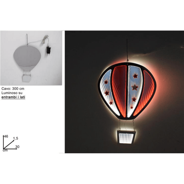 3D Αερόστατο με Φωτισμό LED 30x46cm Κρεμαστό Χριστουγεννιάτικο Welkhome