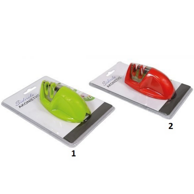 Ακονιστής Μαχαιριών Πλαστικός Ανοξείδωτος 2 Θέσεων 11cm Art.E-3139 Sidirela