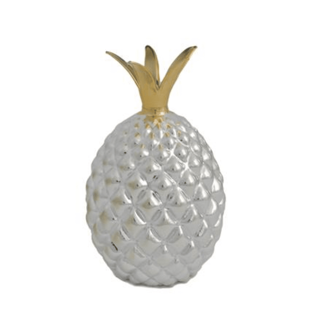 Ανανάς Διακοσμητικός Ασημί Γυάλινος 22cm Welkhome