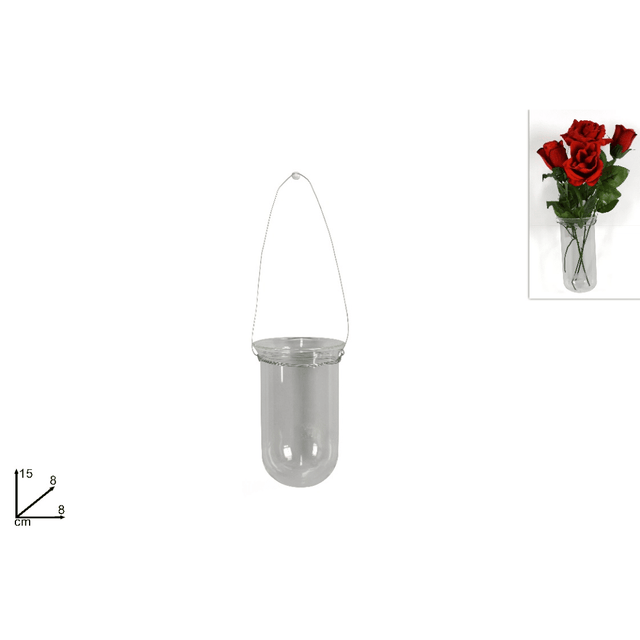 Ανθοδοχείο Βάζο Γυάλινο Κρεμαστό 15x8x8cm Welkhome
