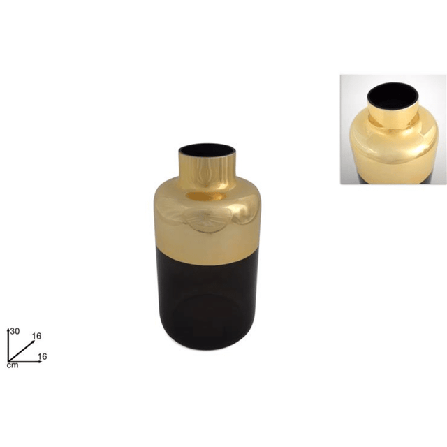 Ανθοδοχείο Βάζο Διακοσμητικό Γυάλινο Γκρι 30cm Welkhome